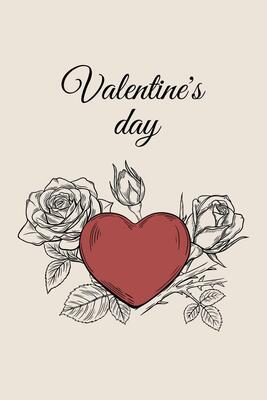Valentine's day poster, postcard, banner. In the style of engraving, sketch, tattoo. Roses and heart.