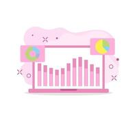Statistics and data analysis, graphs, drawings on a white background. vector
