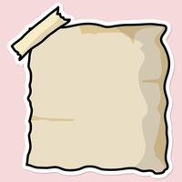 Old paper, sticky notes, cute pastel colored messages. vector