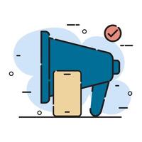 Megaphone and telephone Flat design on white background vector