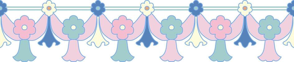 Pastel Floral Border A delicate and charming floral border in pastel hues, perfect for adding a touch of whimsy and elegance to designs. vector