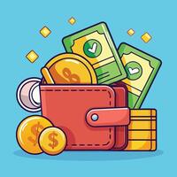 Wallet And Money Cartoon vector