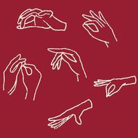Hand drawn pencil sketch of two hands keeping something. icons isolated on red vector