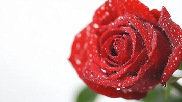 Close-Up Macro Shot of a Red Rose Isolated on White photo