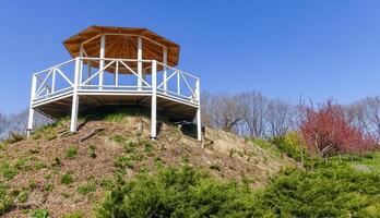 Landscape design. Sighting place on the mountain in the Botanical Garden photo