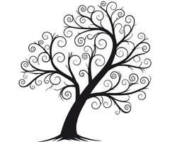 Silhouette of a tree with spiraling branches. vector