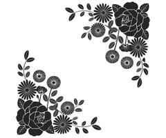 A black and white floral design is shown vector