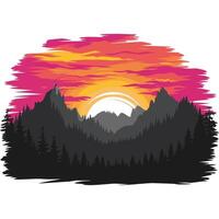 Sunset in the mountains vector