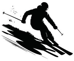 A silhouette of a skier on a slope vector