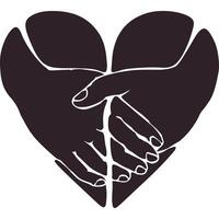 Two hands holding each other in a heart shape vector