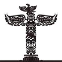 A totem pole with a bird and eagle vector