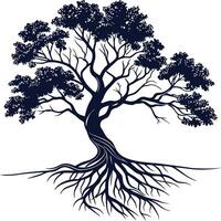 An illustration of a tree with roots vector