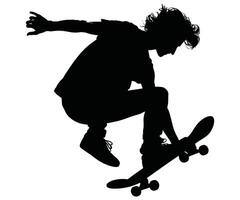 A silhouette of a person riding a skateboard vector