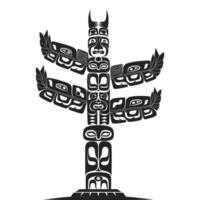 A totem pole with a black and white design vector