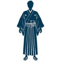 A silhouette of a man in a kimono vector