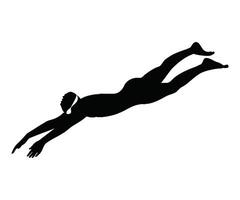 A silhouette of a swimmer diving vector