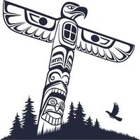 Totem pole with bird vector