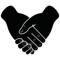 Silhouette of a heart with intertwining hands. vector