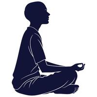 Silhouette of a man sitting in meditation pose vector