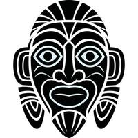 A tribal mask with a black and blue design vector