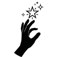 Silhouette of a hand reaching for a star. vector