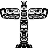 Silhouette of a ceremonial totem pole. vector