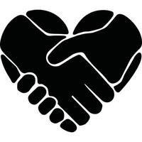 Handshake heart icon vector