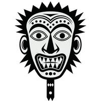 Silhouette of a bold-featured tribal mask. vector