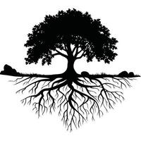 Tree with roots vector