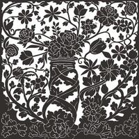 A black and white image of a floral design vector