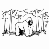 gorilla design simple minimal black and white jungle vector