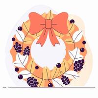 A wreath with berries and leaves on it vector