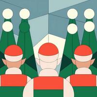 A group of people in red and green hats vector