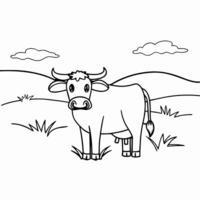 cow bull design minimalistic clouds landscape vector