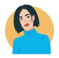 avatar portrait of a girl with a bob hairstyle for applications, social networks vector