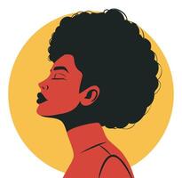 flat illustration portrait of a black African girl avatar for social media user profile, website and app design and development, icons. vector
