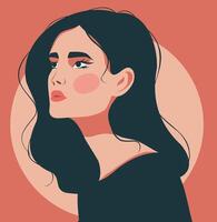 flat illustration of bright female avatar portrait on pink background. Avatar icons user profile media, design and development of websites and applications, icons vector