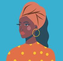 portrait of African American woman. Modern bright portrait of woman avatar for social networks flat style and abstraction. Modern minimalist illustrations for interior design and web design. vector