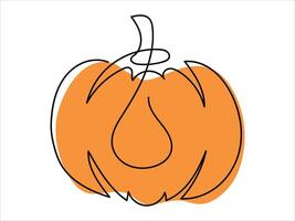 Pumpkin illustration in continuous one-line drawing style isolated on a white background. Concept of autumn, harvest season, Halloween decor, Thanksgiving, minimalist line art vector