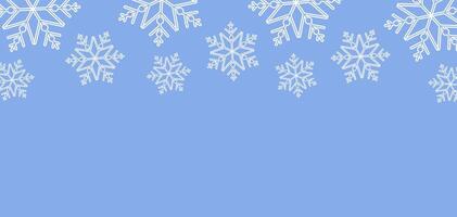 Horizontal background with white snowflakes. Christmas, New Year or simply winter theme banner with empty space for text. vector