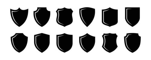 Set of shield icons. Collection of security shield icons. Protect shield security line icons. vector