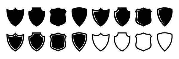 Set of shield icons. Protect shield security line icons. Badge quality symbol, sign, logo or emblem. vector