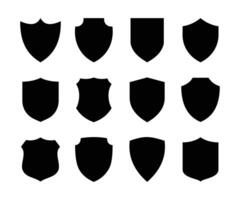 Shield icon set. Collection of security shield icons. Different shields in black for your design. Protect shapes silhouette. vector