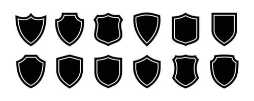 Set of vintage label and badge shape collections. Collection of security shield icons. Protect shield security line icons. vector