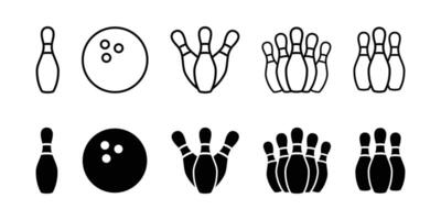 Bowling icon set. Bowling ball and pin icon. Bowling pins vector