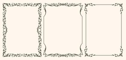 Set of frames with floral ornament vector
