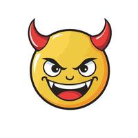 Mischievous Devil Emoji with Horns and Fangs vector
