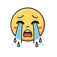 Cartoon Emoji Face Crying Tears of Sadness and Despair vector