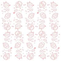 doodle cupcake pattern vector
