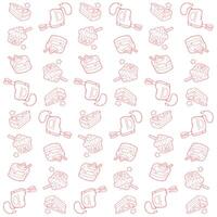 birthday cake doodle pattern with mixer vector
